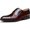 Embossed Oxford Shoes Men Square Toe Leather Dress Shoes