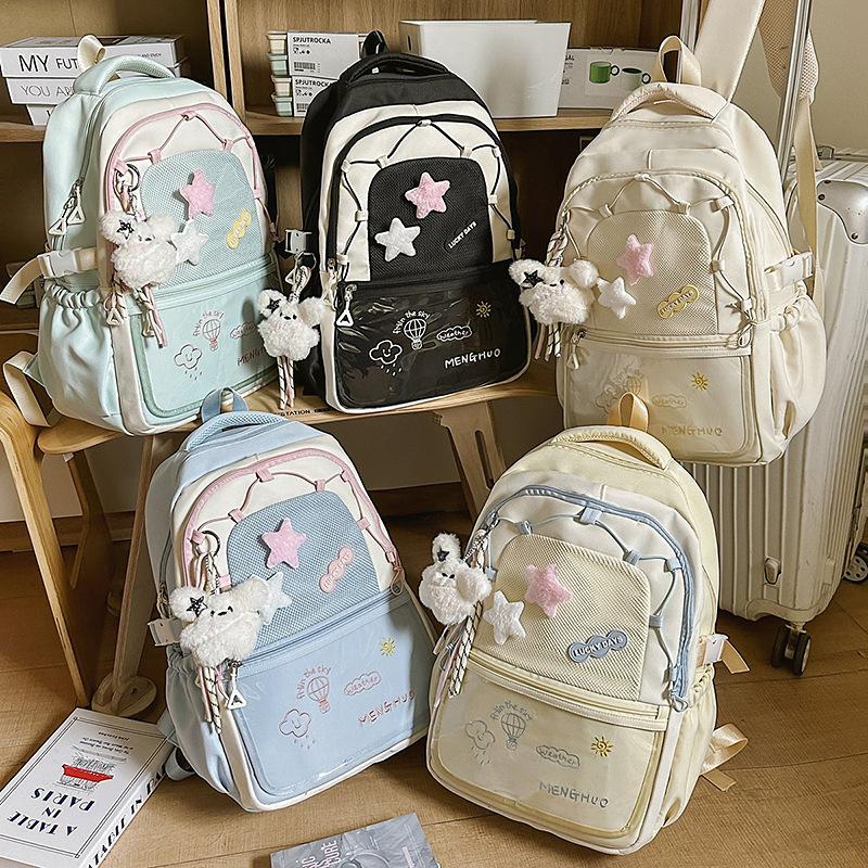 Japanese ins Academy Wind Contrast Color Large Capacity Fresh Girl Backpack Lightweight Versatile Junior High School Backpack