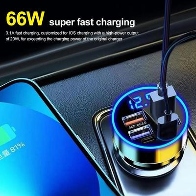 120W 6 in 1 USB-Autoladegerät Typ C PD 12V Zigarettenanzünder Schnellladeadapter für iPhone 15 Pro Max 14 Plus 13 Oneplus