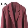 Versatile Women Jacket Suit Coat Lapel Long Sleeve Double Breasted with Pockets Solid Color Loose Fit Office Lady Workwear