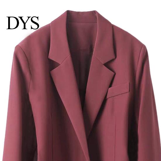 Versatile Women Jacket Suit Coat Lapel Long Sleeve Double Breasted with Pockets Solid Color Loose Fit Office Lady Workwear