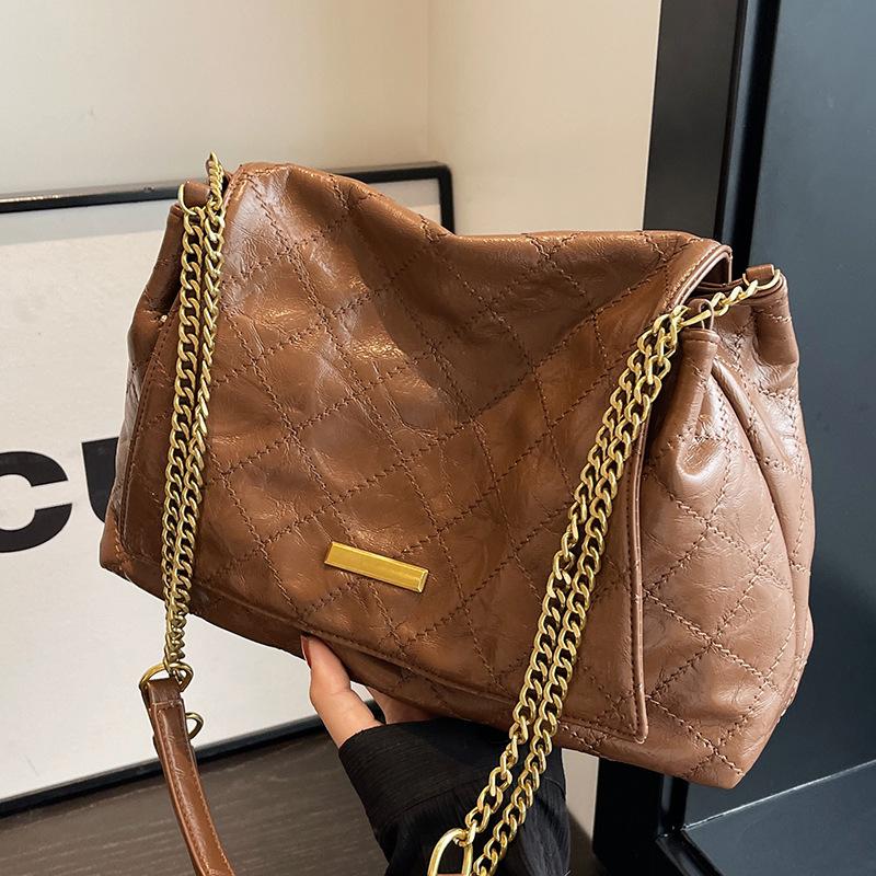 Rhombus Chain Bag Women's Large-capacity New Autumn and Winter Versatile High-end Women's Shoulder Messenger Bag