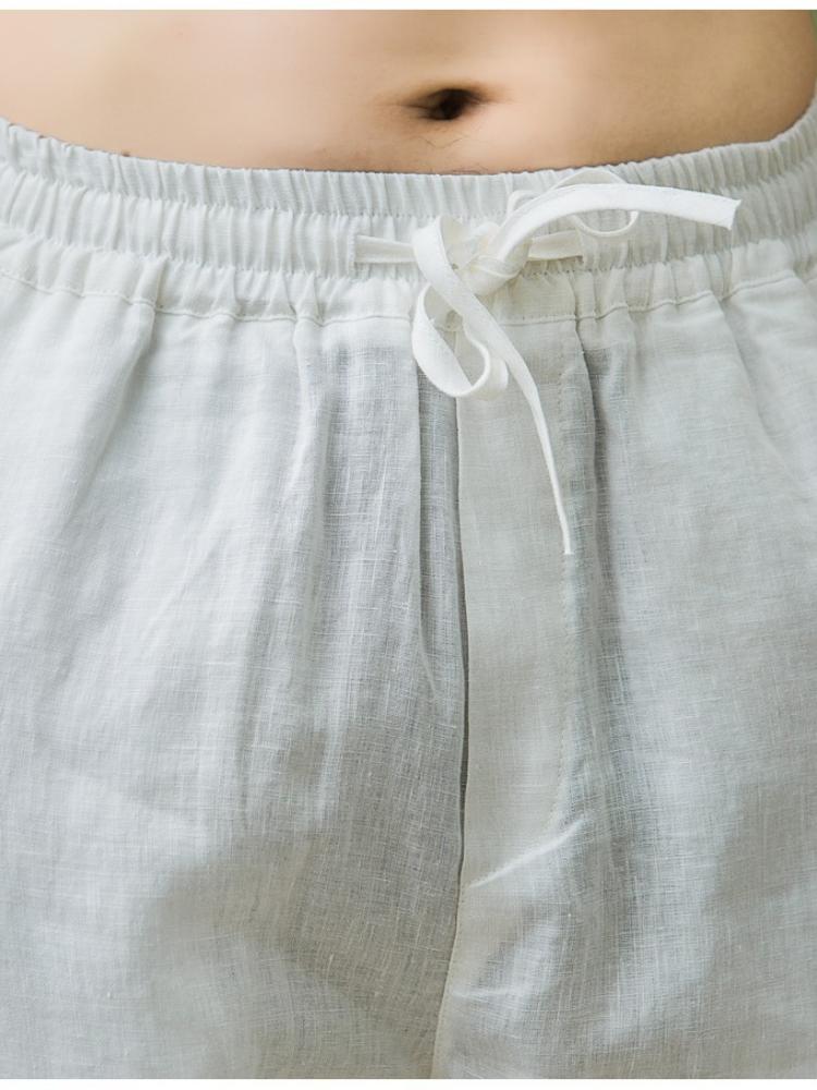Linen Pants Men's Summer Breathable Cotton Hemp Wide Leg Casual Pants