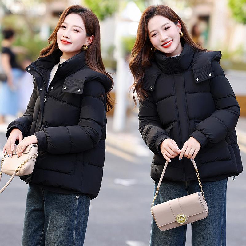 Women’s Short Hooded Windproof Thicken Warm Winter Jacket With Adjustable Hem