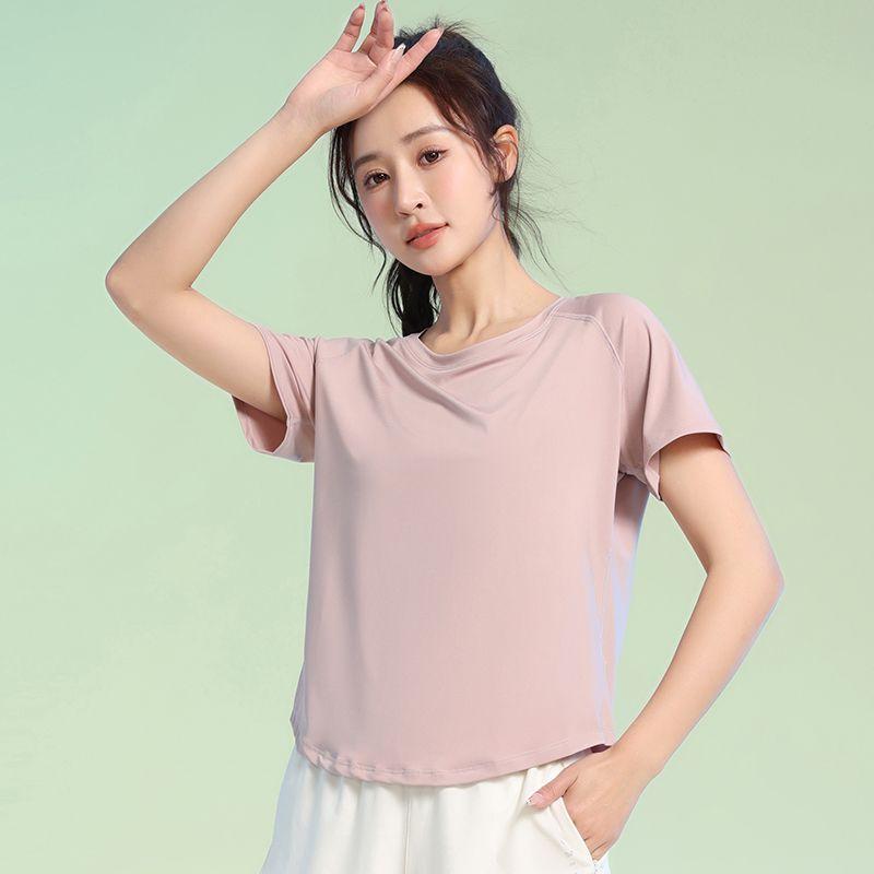 Damen Quick Dry Yoga Top Sommer Rundhals Eng Fitness Training Sport Kurzarm T-Shirt