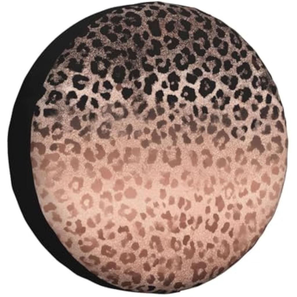 Rose Gold Leopard Print Spare Tire Cover Weatherproof Wheel Cover for RV SUV Trailer