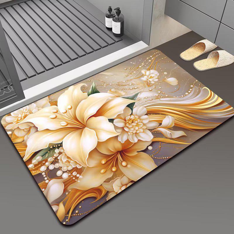 

3D цветочный диатомовый грязепоглощающий нескользящий коврик для ванной комнаты, можно стирать в стиральной машине model 7, 45cm x 70cm