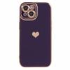 For iPhone 15 Slim TPU Case 6D Electroplating Love Heart Anti-Drop Phone Cover
