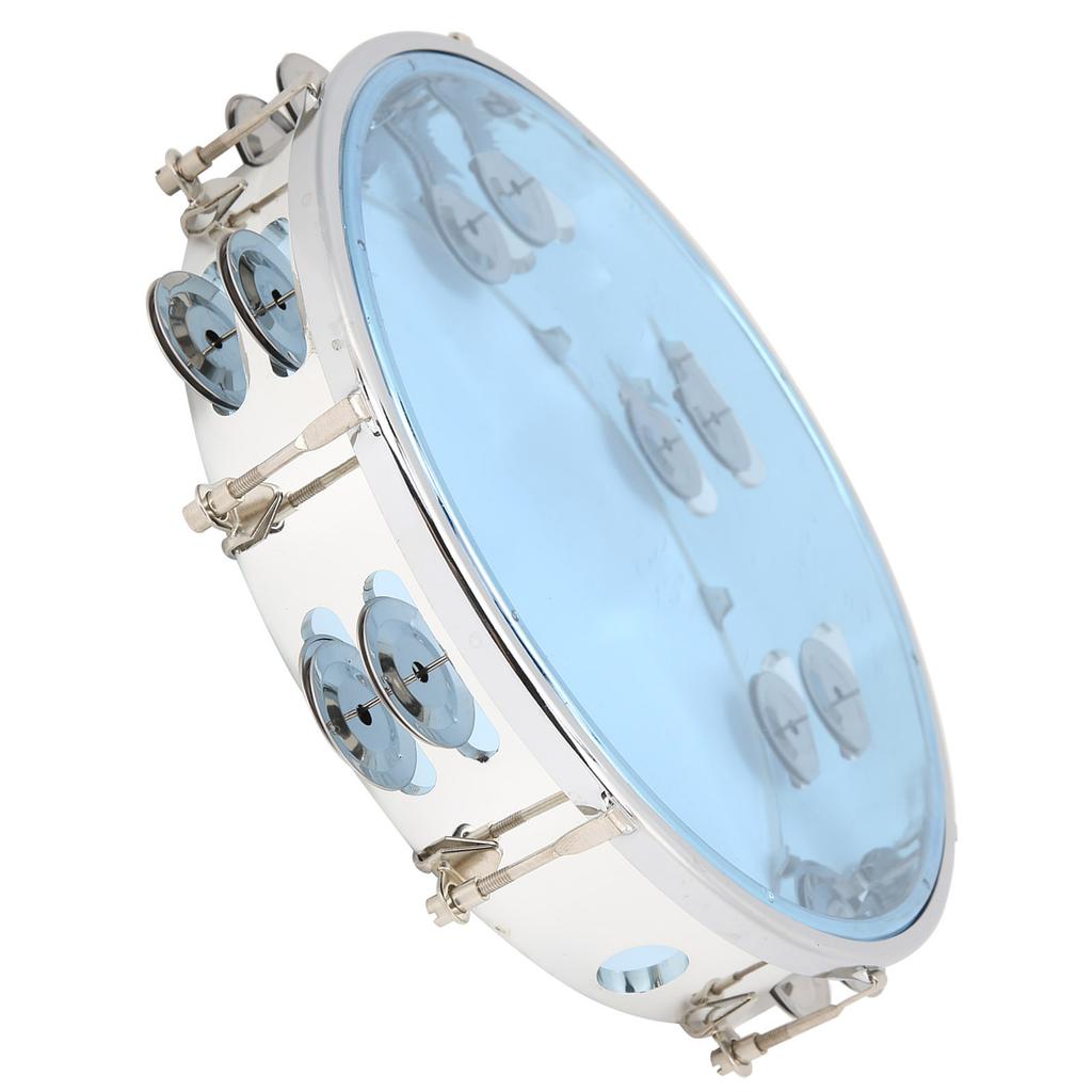 MBAT Tamburin Justerbar Dobbel Rad 10in Perkusjon Bjeller Instrument for FestBlå