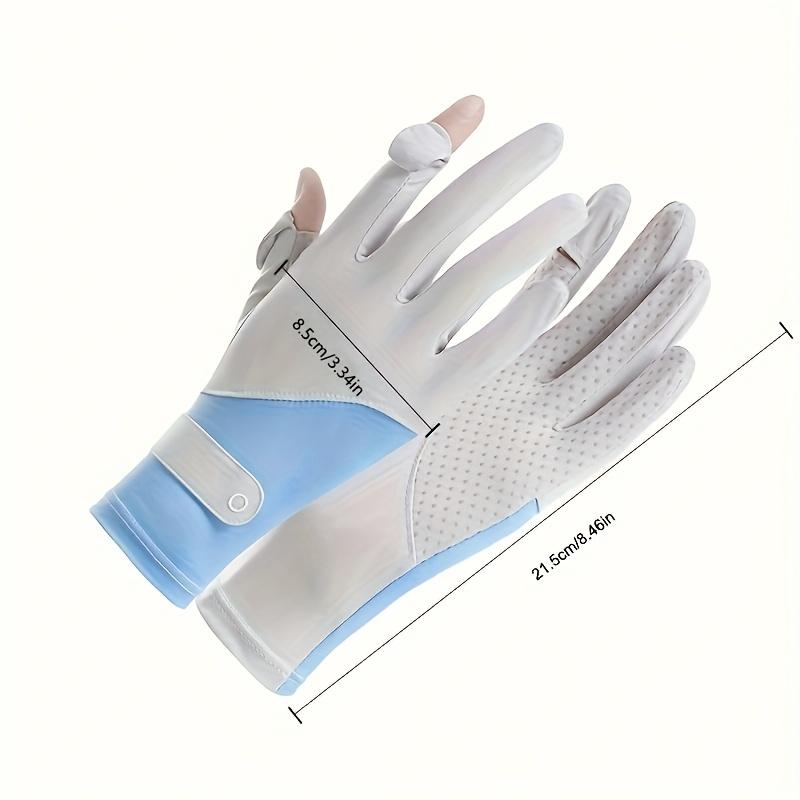Sun Protection Gloves Breathable Sunscreen Ice Silk Cycling Gloves Anti-UV Anti-Slip Two Finger Flip Top Women Riding Gloves