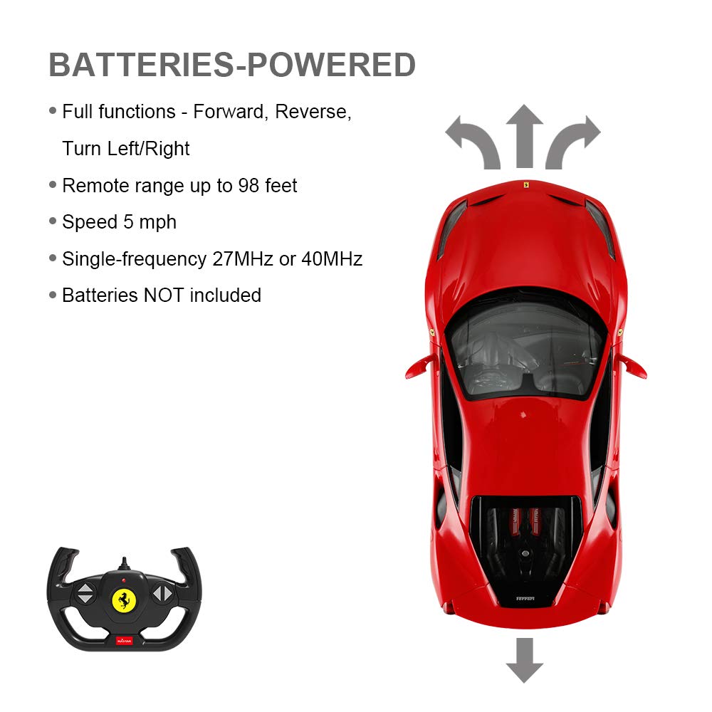 scale Ferrari 488 GTB car with illuminated headlights and red 114 radio-controlled taillights,