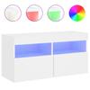 Wall Mounted TV Cabinet with RGB LED Lights White 80 X 30 X 40 Cm