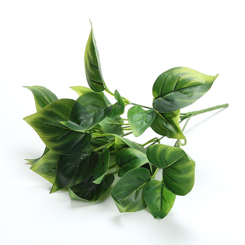 Artificial Pothos & Monstera Leaves Wall Decor for Living Room - Small Potted Greenery Arrangement