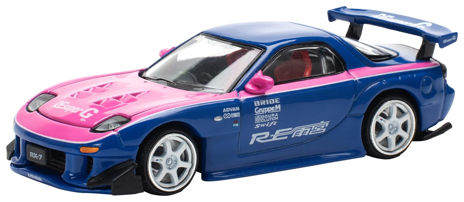

POP RACE Mazda RX7 Amemiya Blue Pink Finished Product PR640240 1/64 RE