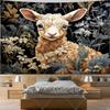 Sheep in Garden Tapestry Wall Hanging Animal Ram Sheep Deer Tapestry Aesthetic Room Decor Wallpapers For Bedroom Paintings