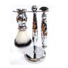 Men's Shaving Set: Diamond Pattern Three-Blade Razor, Beard & Shaving Brush, Razor Holder