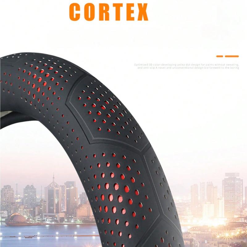 Universal Car Steering Wheel Cover 14.5-15 Inch, 3D Textured Non-Slip Design with Breathable Napa Leather