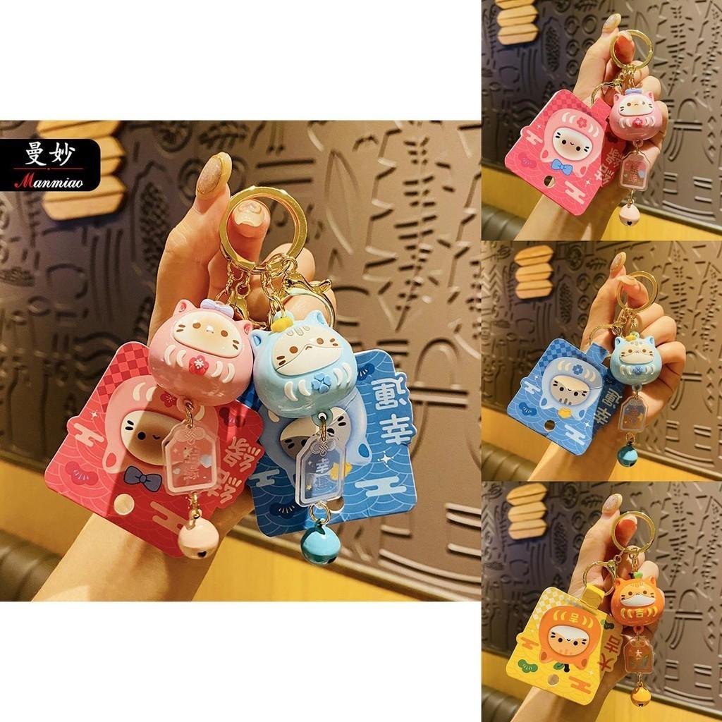 Adorable Coco Cat Daruma Keychain Cute Alloy Pvc Charm For Car Backpack Lovers