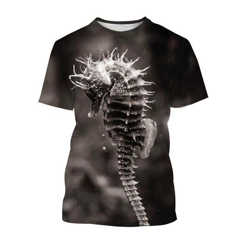 Meerestiere Seepferdchen T-Shirt Herren 3D-Druck Kurzarm Sommer Oberteile T-Shirts Outdoor Freizeit Große Größen T-Shirts Top Damenbekleidung