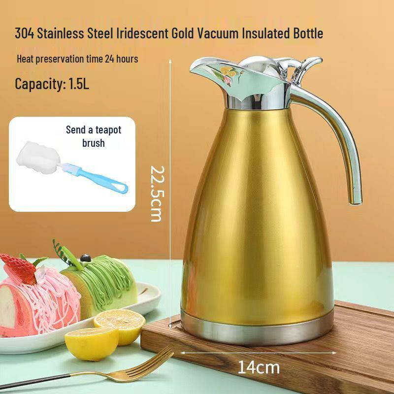304 Stainless Steel Teapot Thermos Flask - Large Capacity Hot Water Kettle for Dormitory, Restaurant, and Hotel Use
