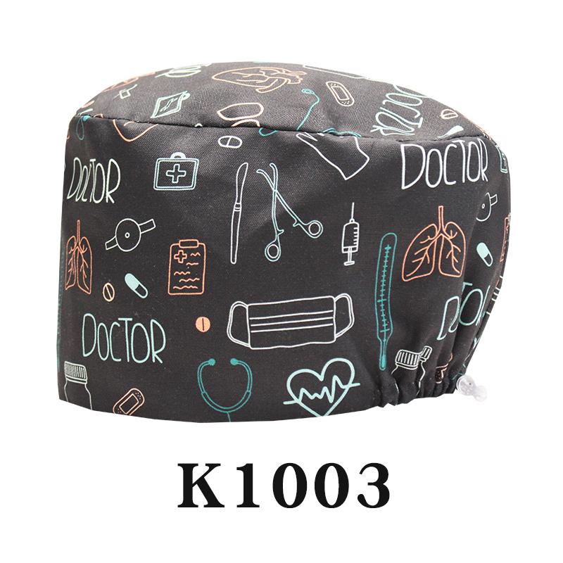 Cartoon Printed Nursing Caps Men Women Medical Hats Adjustable Long Hair Pet Dental Clinic Doctors Scrub Hat