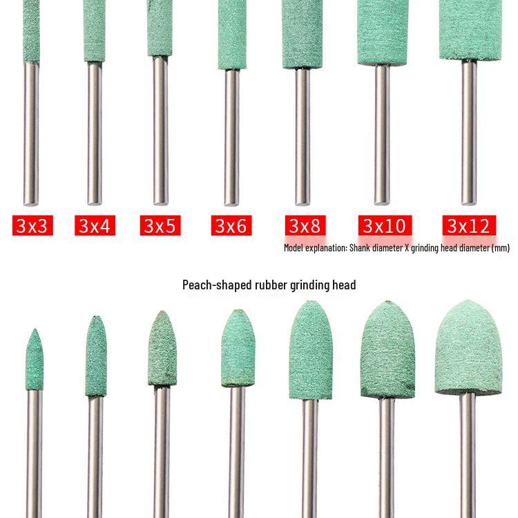 Rubber Polishing & Grinding Head - T-Type Cylinder Bullet Shape for Metal Rust Removal & Jade Polishing