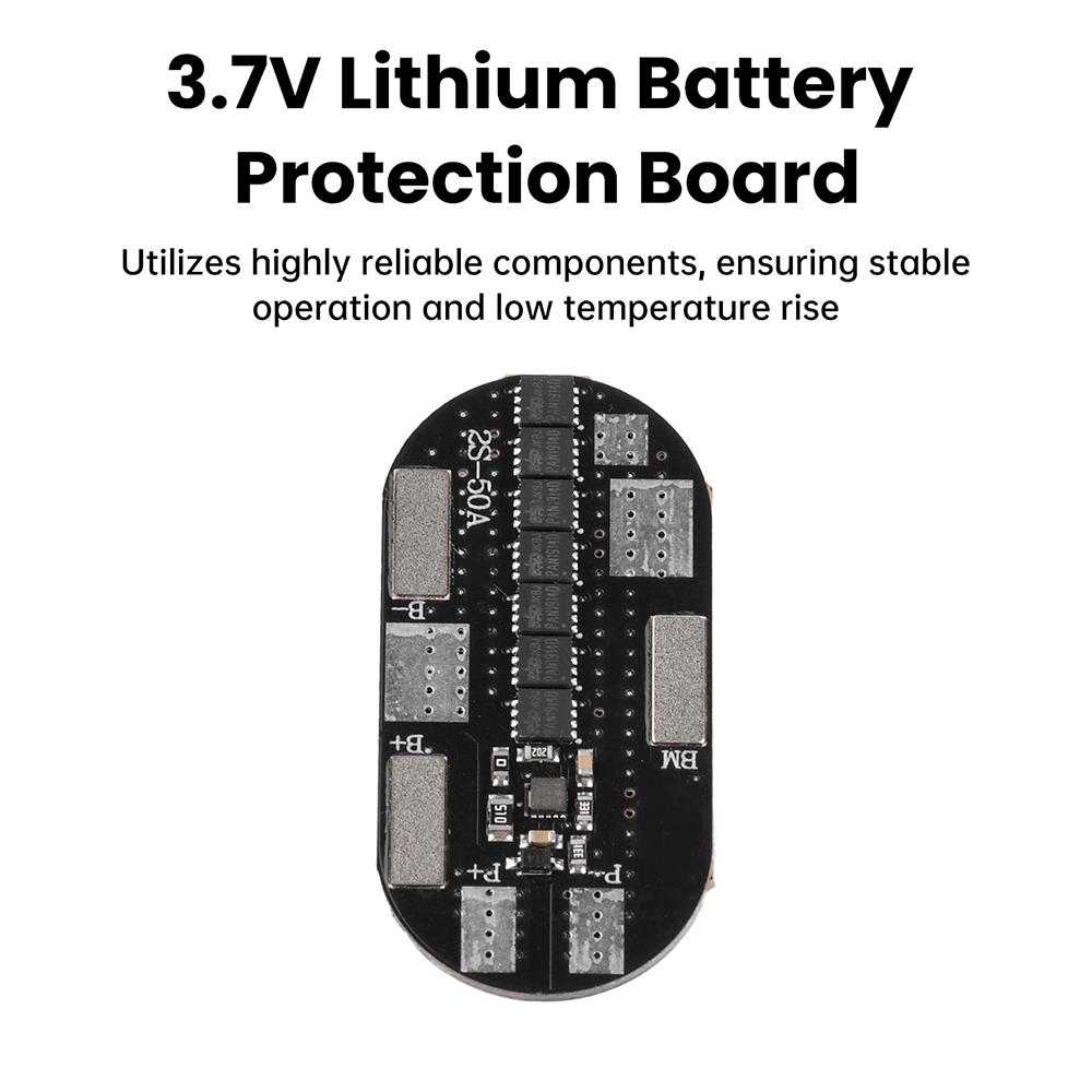 2S 50A Battery Protection Board 3.7V Low Power Consumption with Passive Balancing Reverse Connection Protection for 21700 Fan