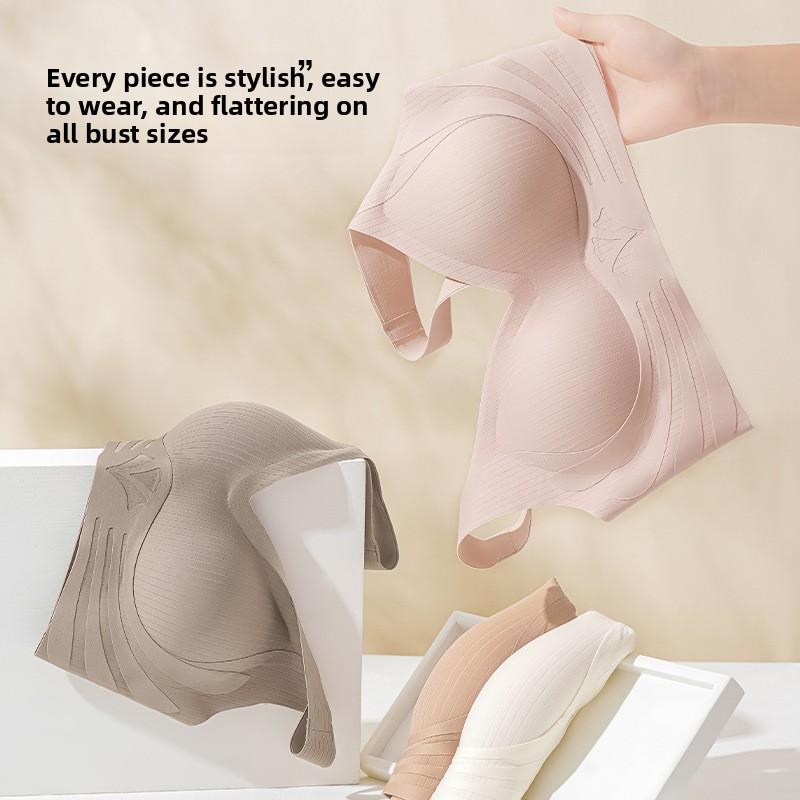 Vest-Style Seamless Sports Bra, Wireless Push Up Lifting Anti-Sag Side Gathering Thin Bra
