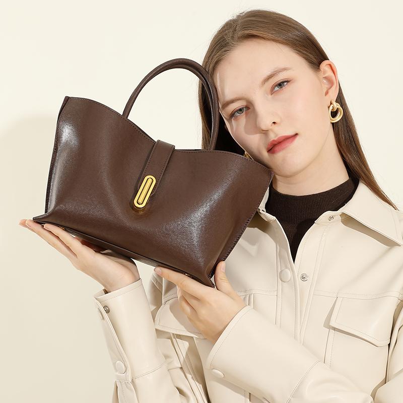 Genuine Leather Handbags 2026 New Luxury Designer Women's Bucket Bag High Quality Cowhide Shoulder Bags Women Crossbody Bag