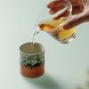 Handmade Ceramic Tea Cup Warm Orange Cat Under Flower Bamboo Style 200ml Lovers