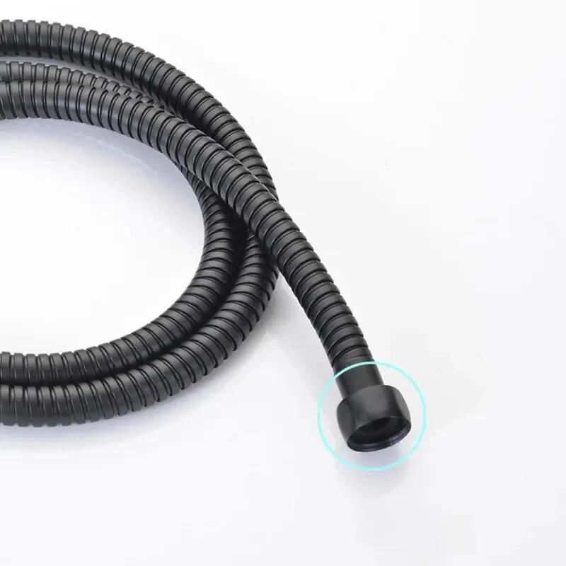 Upgrade Stainless1.5M Black Flexible Shower Hose Long Bathroom Shower Hose Extension Plumbing Pulling Tube Bath Accessories