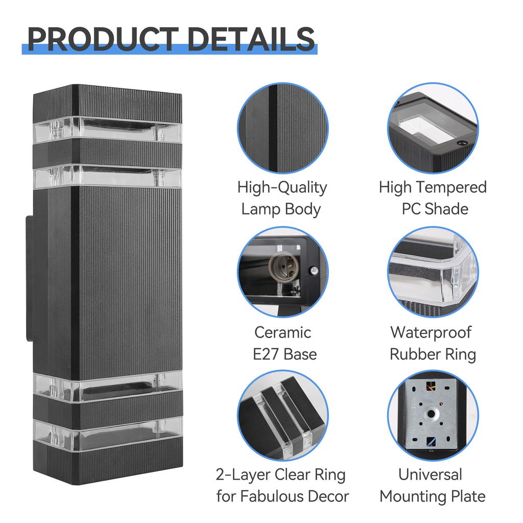 IP66 Waterproof Outdoor Wall Light Wall Lamp Exterior Wall Light Home Decoration Light E27 Replaceable Light Bulb Garden lights