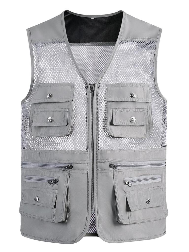 Men's Quick-Dry Multi-Pocket Outdoor Vest for Summer Fishing and Photography