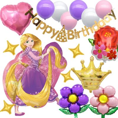 3:e Design Rapunzel Disney Prinsessa Ballonger, Siffror, Födelsedagsballongdekorationer, Inkluderar Dekorations E-Handbok (Blomma)