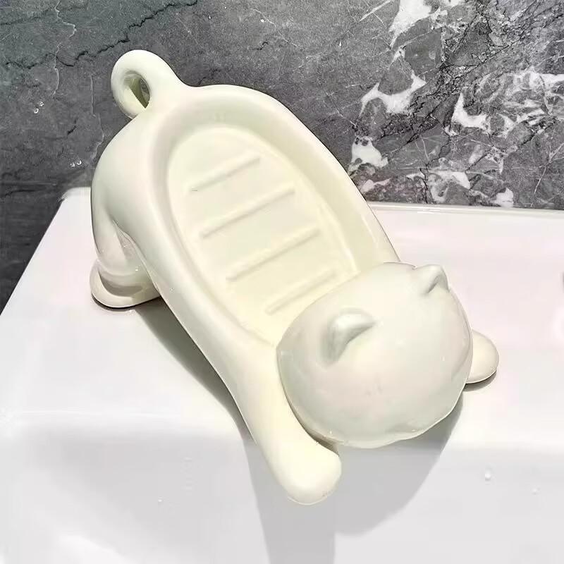 Cute Cat Draining Wall-Mounted Soap Dish