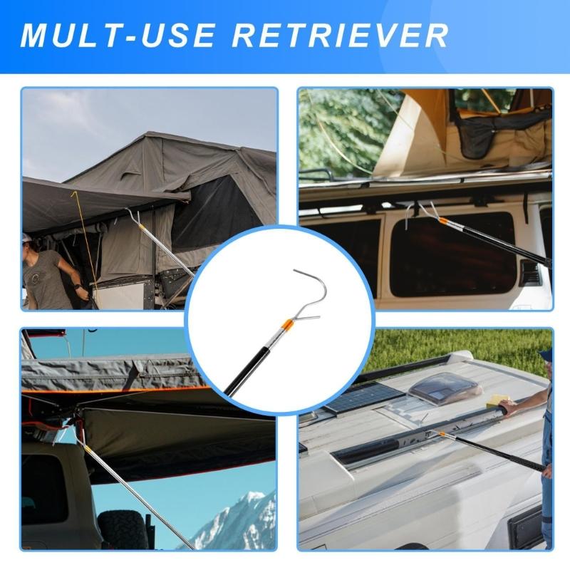 Campers Awning Opener Puller Reach Rod,21''-63'' Awning Pull Rod Tool for Canopies Telescopic Stainless Steel Rod