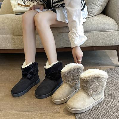 Snow Boots for Women's Winter New Flat Bottomed Plush and Warm Cotton Boots