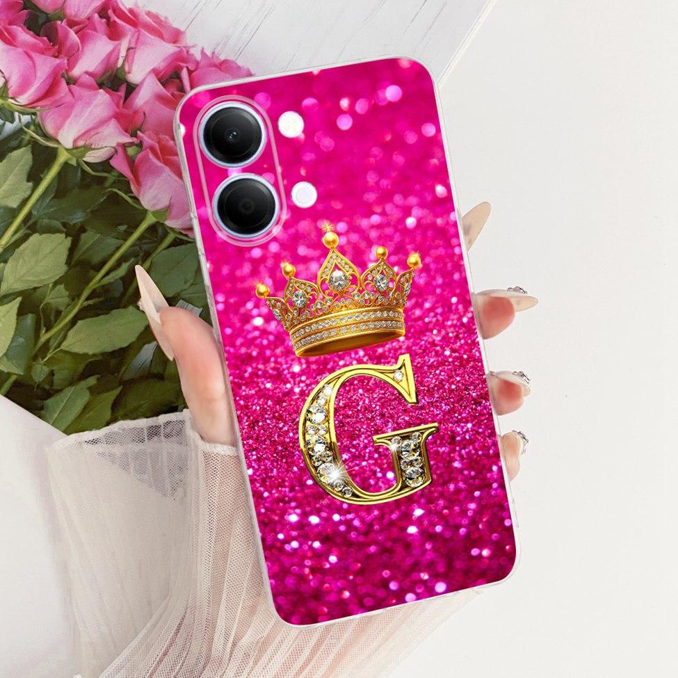 Transparent Case For Vivo Y05 Cover Luxury A-Z Letters Fashion Boys Girls Cool Crown Soft Casing For VivoY05
