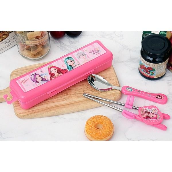 Secret Jouju Infant Special Correction Spoon + Head + Chopsticks + Case Set PN312, Pink, 1 Set, Korean Popular Tableware