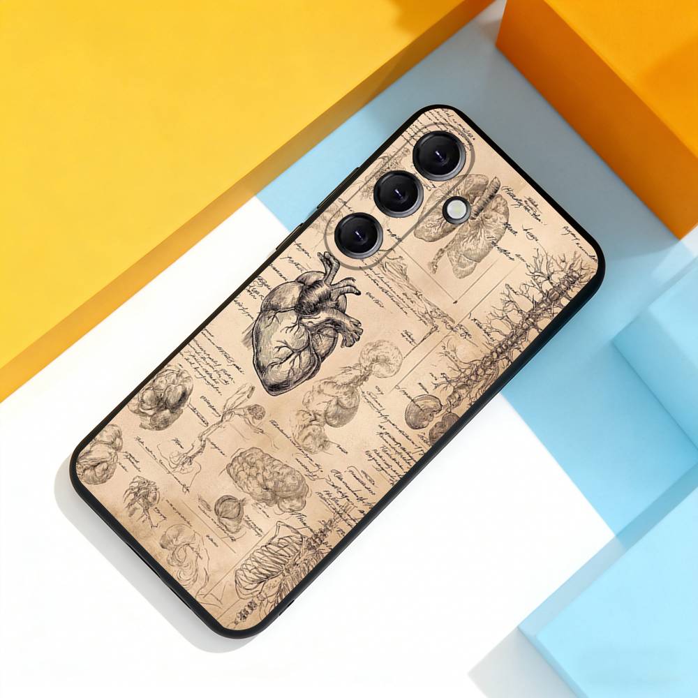 

Human A-AnatomyS M-Medical Phone Case For Samsung Galaxy A 73,72,51,53,52,71,22,5G,Note,J7,8,9 Soft Precise Hole Black Cover Samsung a70