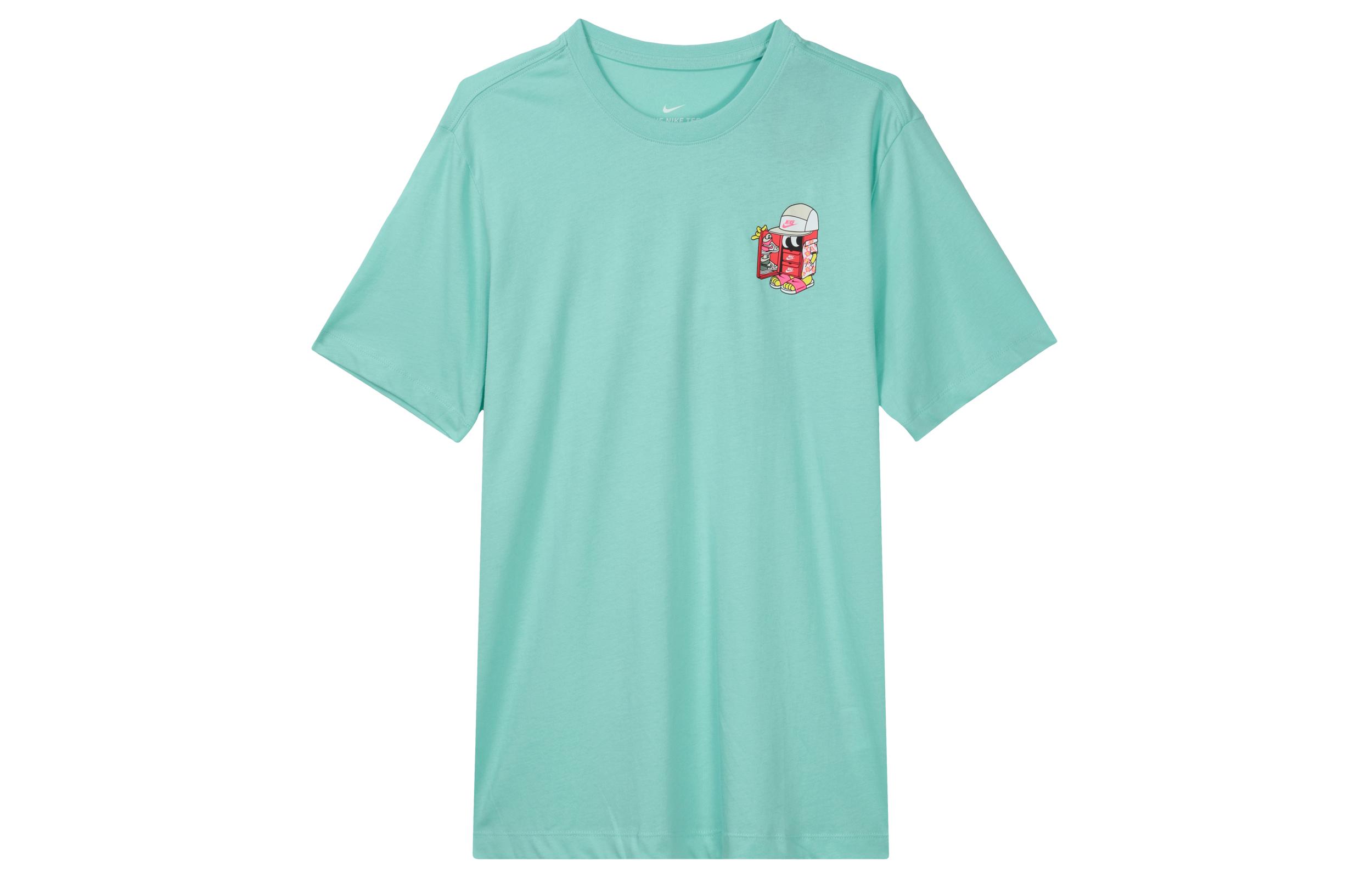 

Nike T Shirts Men s Green Crew Neck Moderate Straight Fit DD1261-307 L