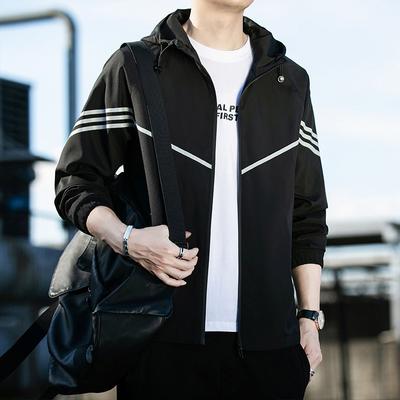 Frühling und Herbst Neue Herrenjacke Lässige Mode Sport Kapuzenjacke Windjacke Koreanischer Stil Hübsche Trendy Jacke