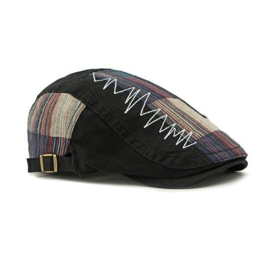 Newsboy Cap Retro Style Adjustable Fit Beret Hat Splicing Design Soft Breathable Sun Protection Hat Daily Wear