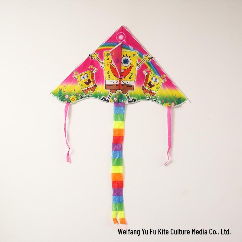 1m Cartoon Curved Edge Triangle Kite for Kids - Outdoor Flying Model