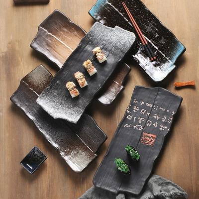 Tableware Japanese Cuisine Sushi Plate Large Restaurant Long Plate Rectangle Ceramic  Dim Sum Plate Flat