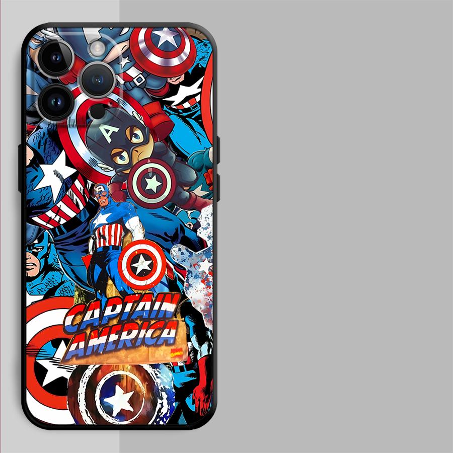 Phone Case for Apple iPhone 14 Air 15 Pro 7 8 13 XR XS MAX 12 11 17 Pro Max 16 Funda Phone Cover Marvel Avengers Captain America