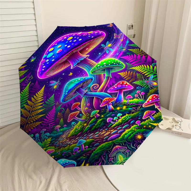 

1PC Mushroom Forest Umbrella-8-Rib Reinforced Portable Folding Travel Suitable for All Seasons Outdoor Daily Use Is an Ideal Choice -K0367
