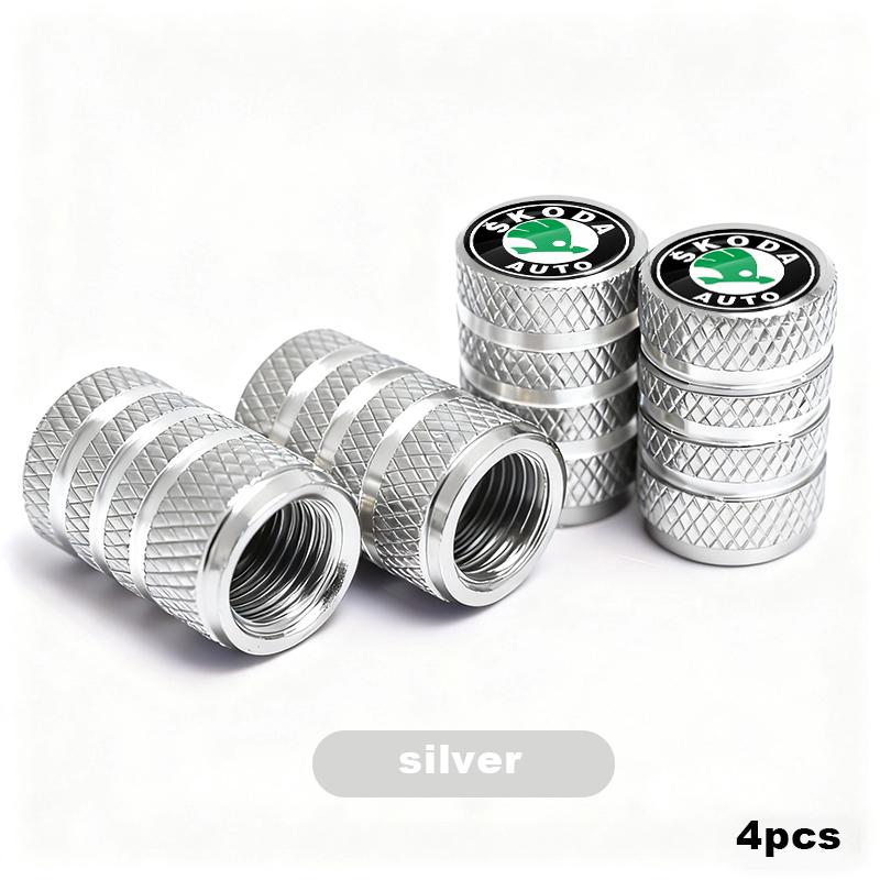 HRQB8 Car Tire Valve Stems Cap Aluminum Tyre Wheel Stem Air Valve Cover Airdust ForSkoda Fabia Octavia Kamiq Superb Rapid Citigo Scale