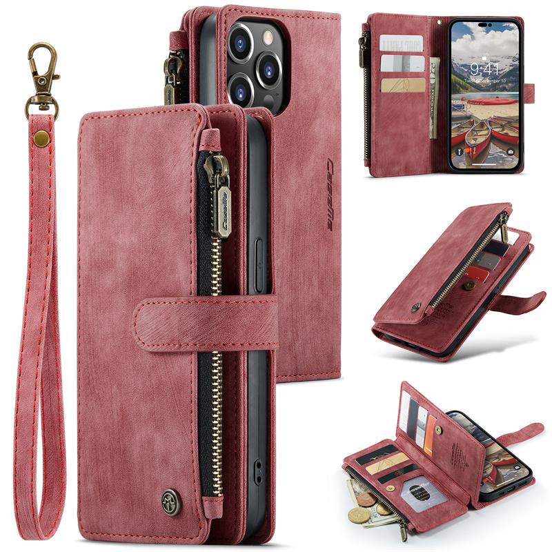 CaseMe Flip Leather Phone Case For iPhone 17 Pro Max 16 Plus 15 14 13 12 11 XS XR X Samsung S26 S25 FE S24 Ultra S23 S22 S21 Zipper Wallet Cards Cover