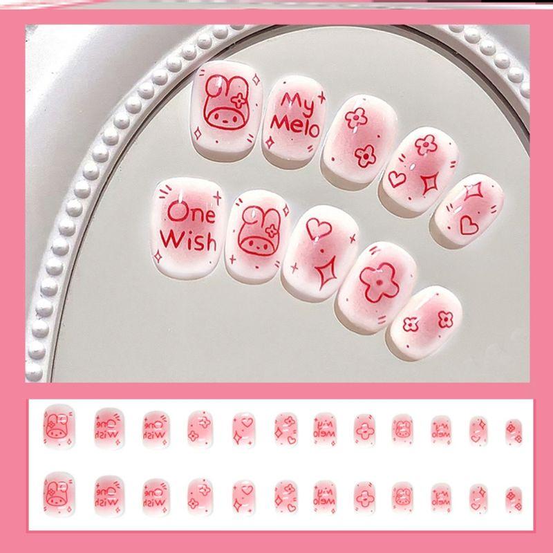 

Princess Elsa Nail Sticker Kids Nail Stickers Wearable Primary School Students Wear Armor Long White Children Nail Sticker [5-14 years old] blush pink rabbit = short